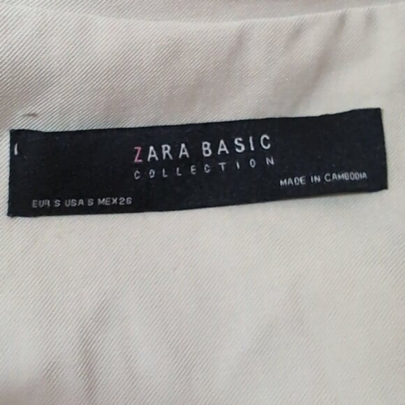 Zara Basic Waterfall Blazer Jacket Moto Draped Khaki Neutral Open Front Flowy - Picture 13 of 14